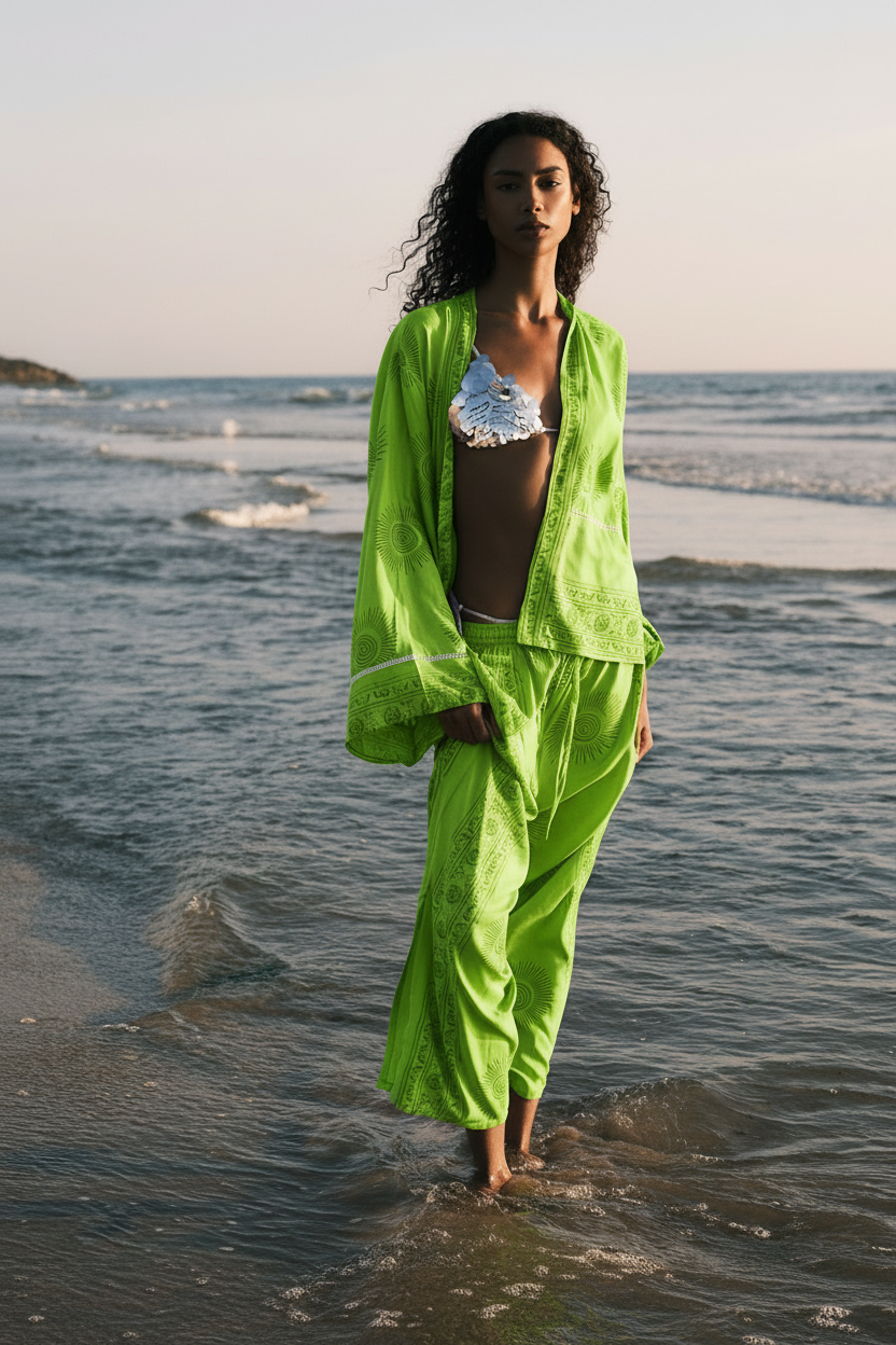 Kimset verde na praia